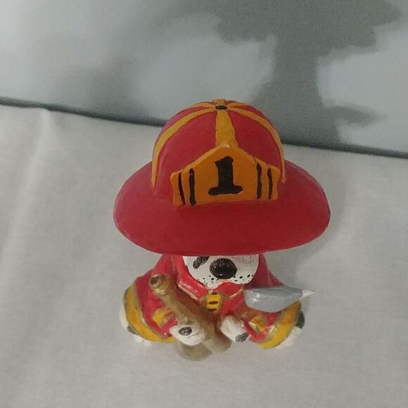 Small Firehouse Dalmation Figurine Whimsical Firefighter Decor - Picture 5 of 8
